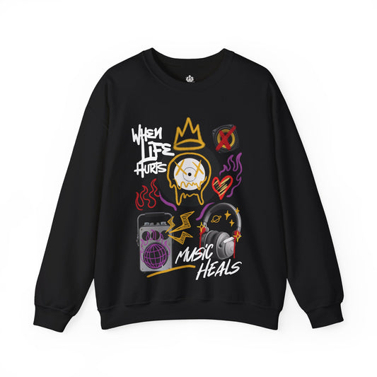 "When Life Hurts, Music Heals" Sweatshirt (Unisex)